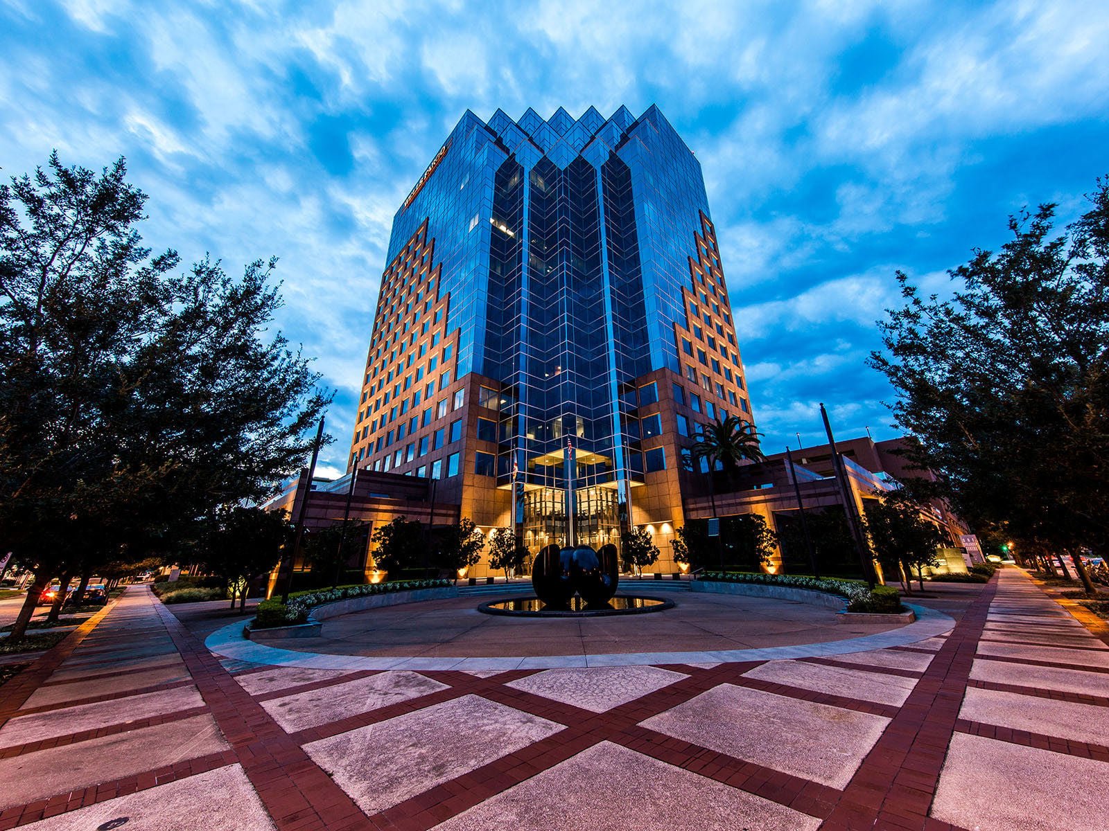One Orlando Centre office building at dusk in Orlando